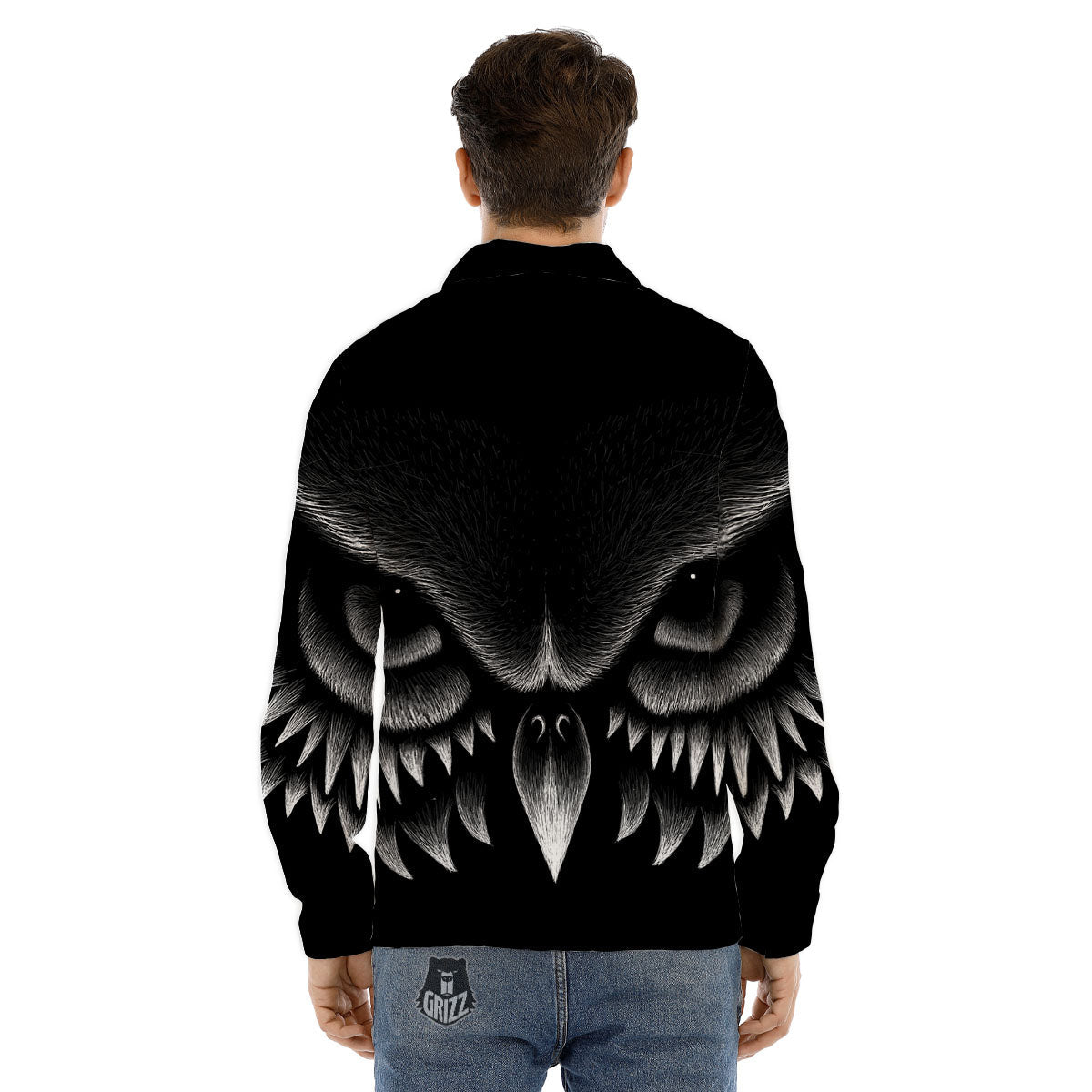 Owl Eyes Print Men's Dress Shirts-grizzshop