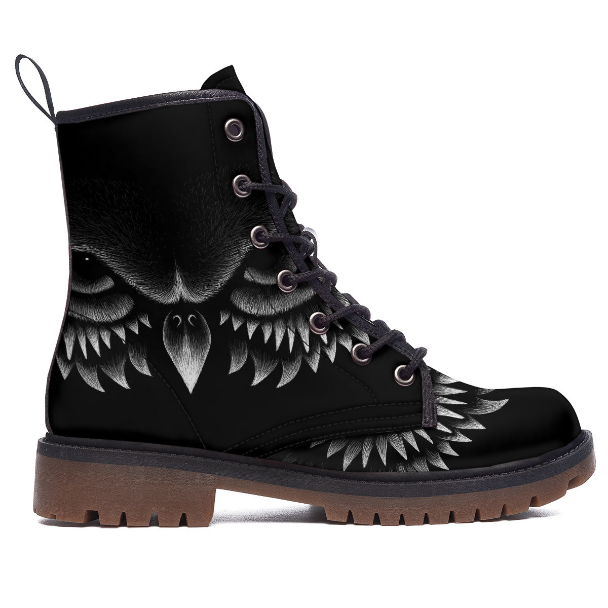 Owl Eyes Print Work Boots-grizzshop