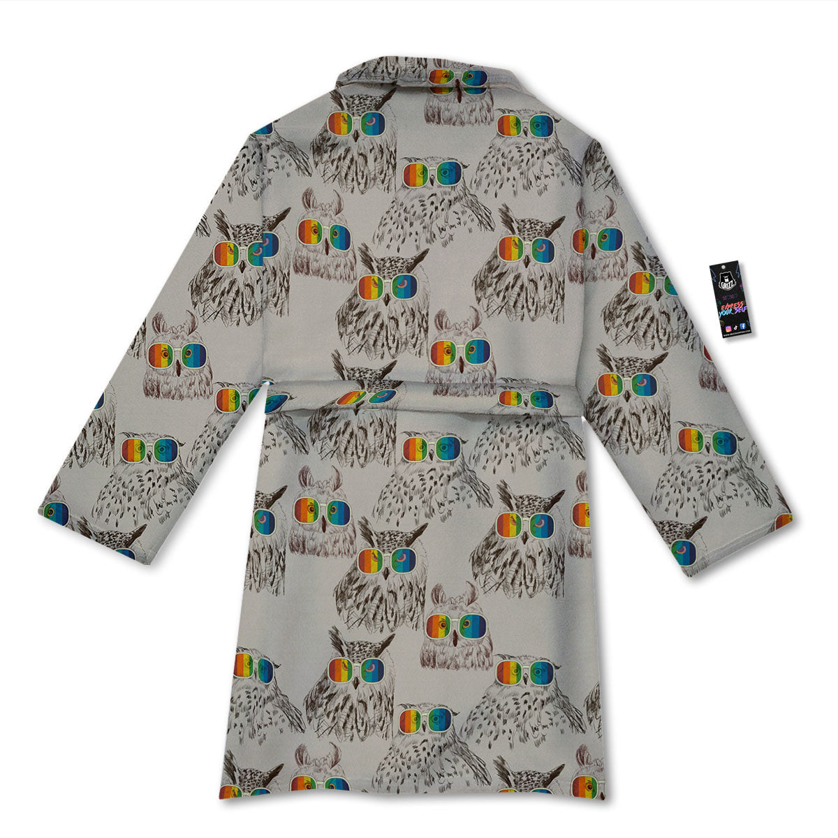 Owl Glasses Print Pattern Bathrobe-grizzshop