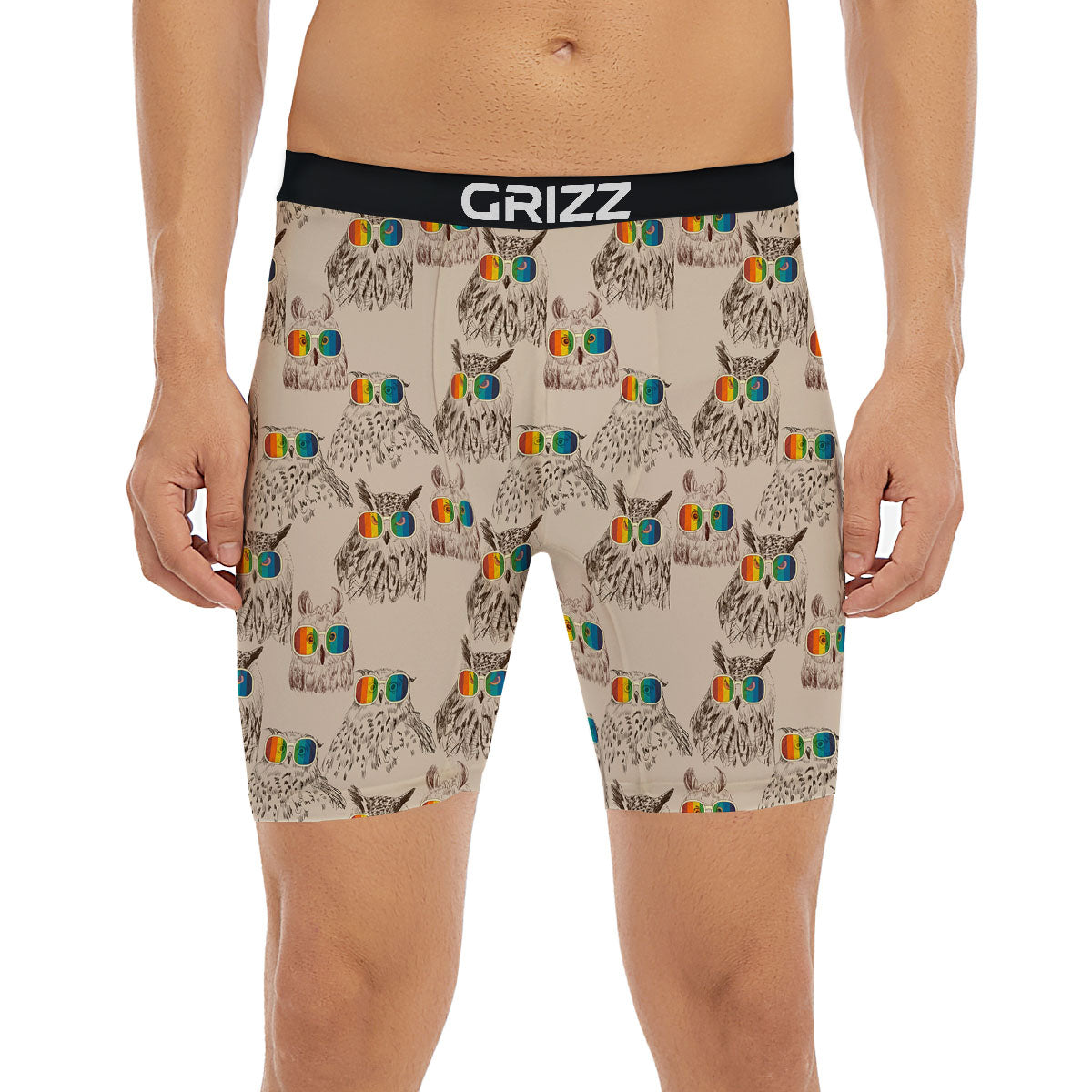 Owl Glasses Print Pattern Boxer Briefs-grizzshop