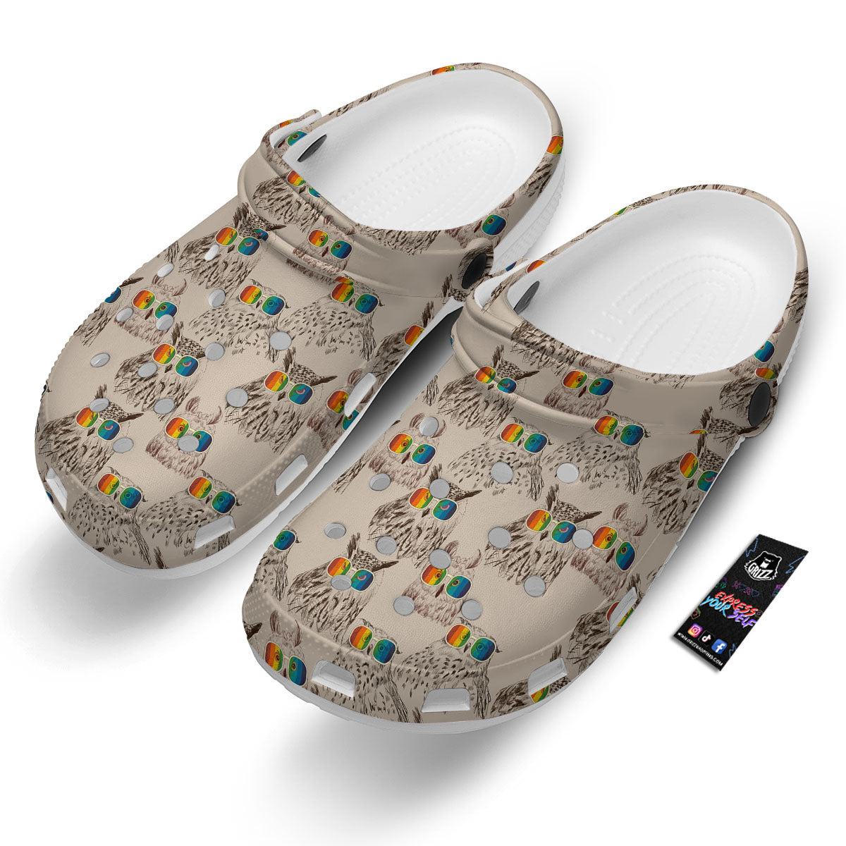Owl Glasses Print Pattern Clog-grizzshop