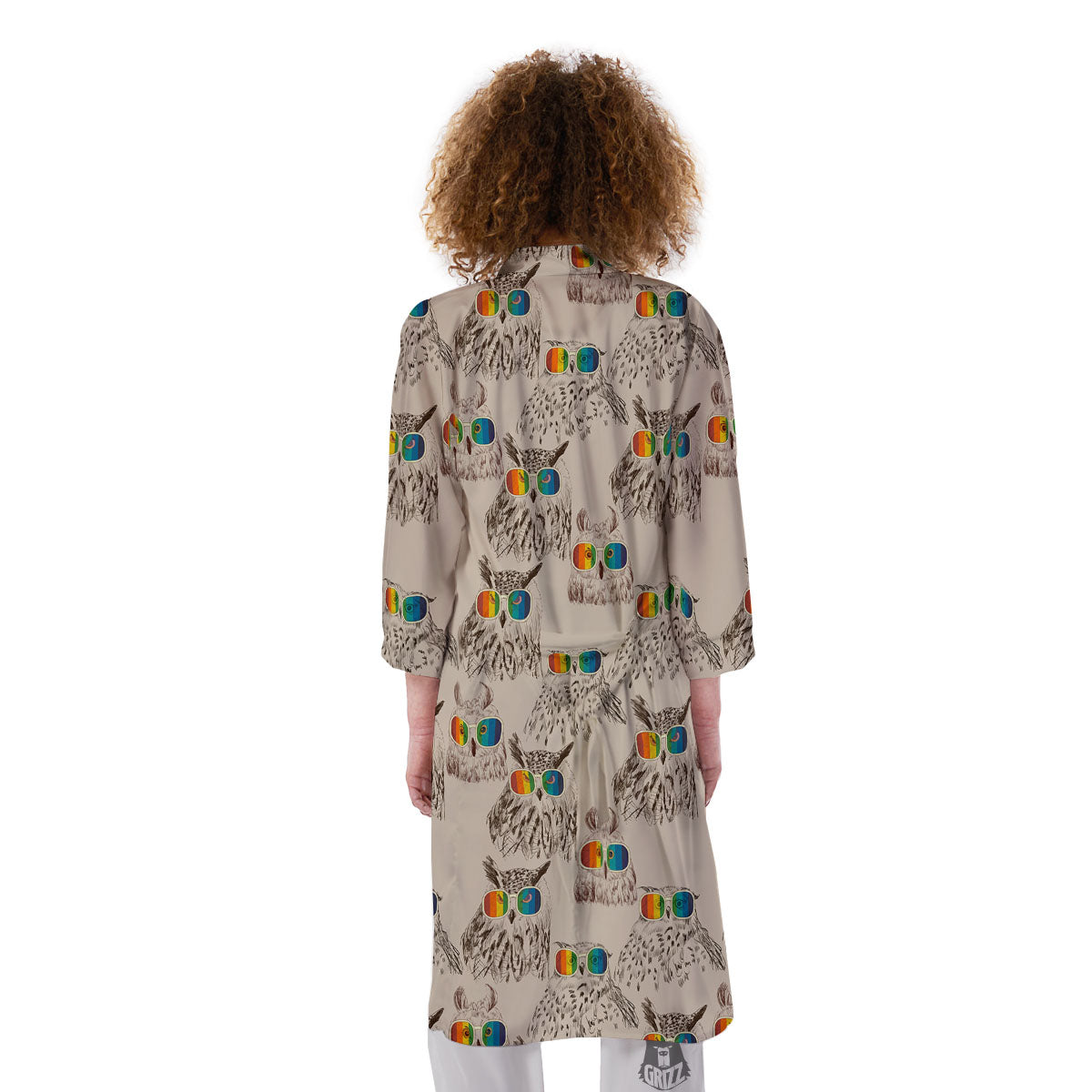 Owl Glasses Print Pattern Kimono-grizzshop