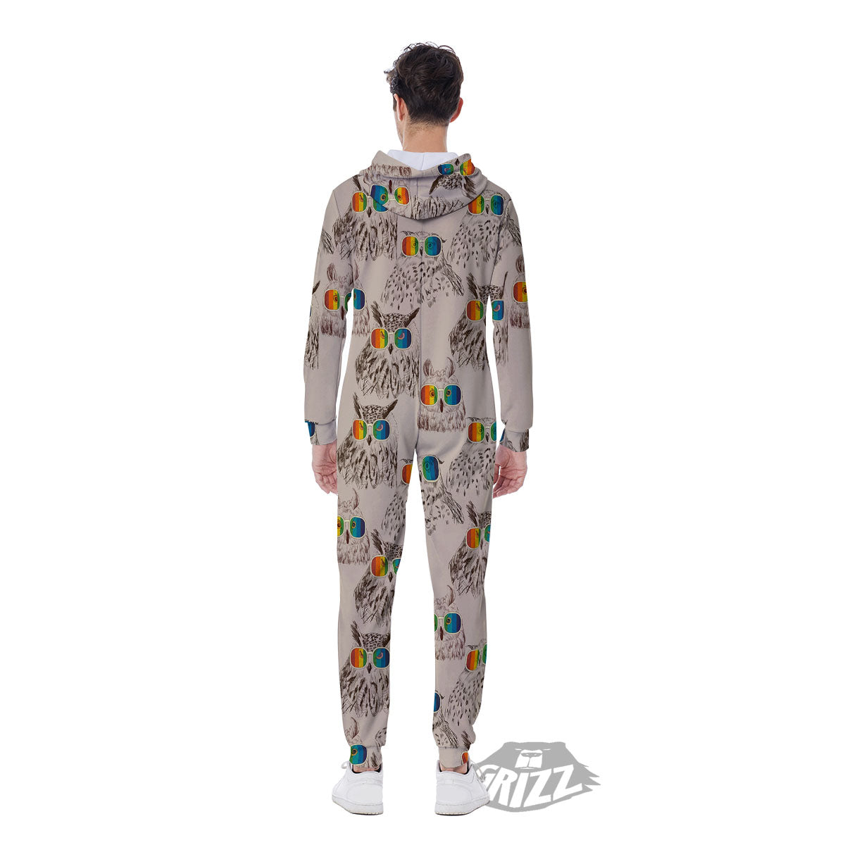 Owl Glasses Print Pattern Men's Jumpsuit-grizzshop