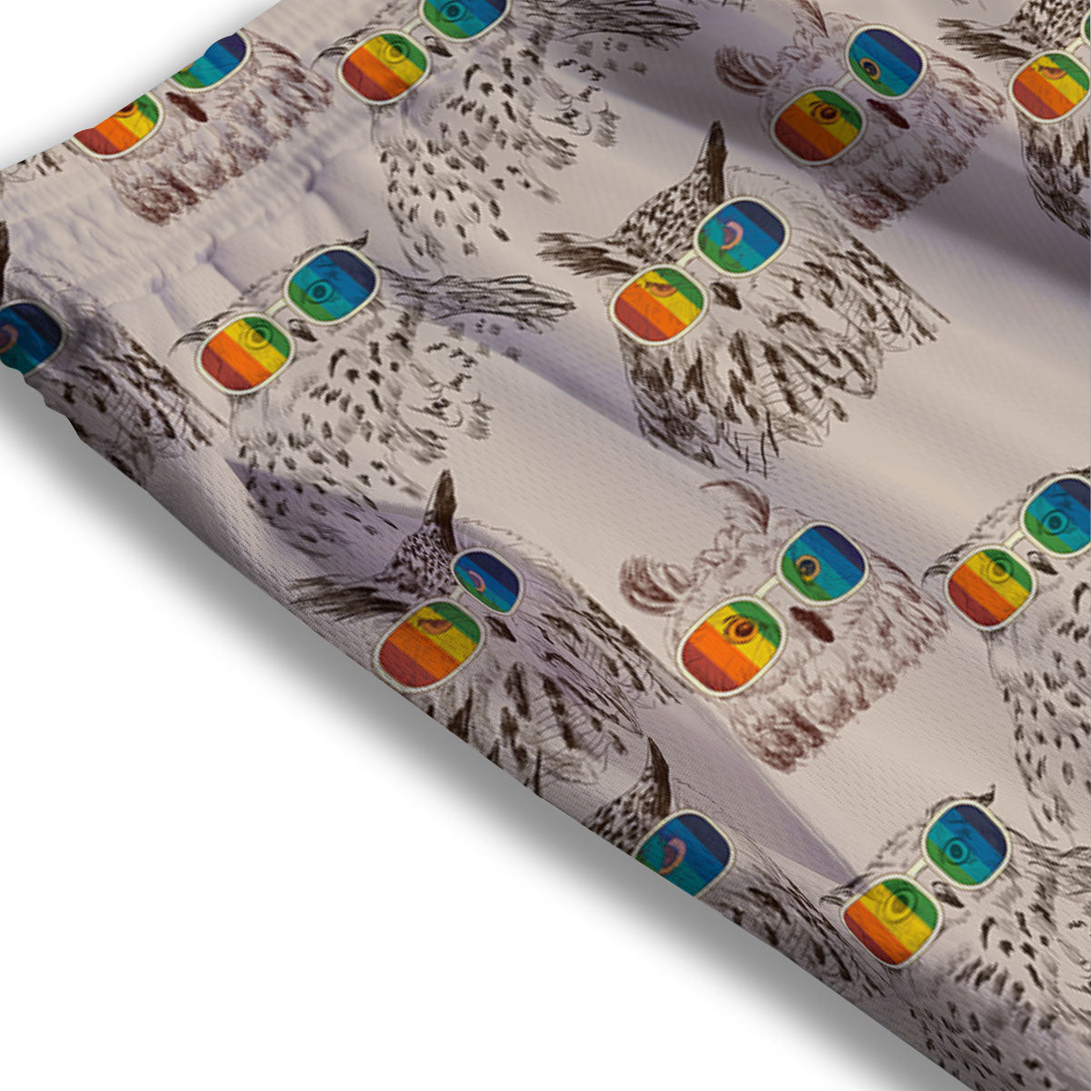 Owl Glasses Print Pattern Mesh Shorts