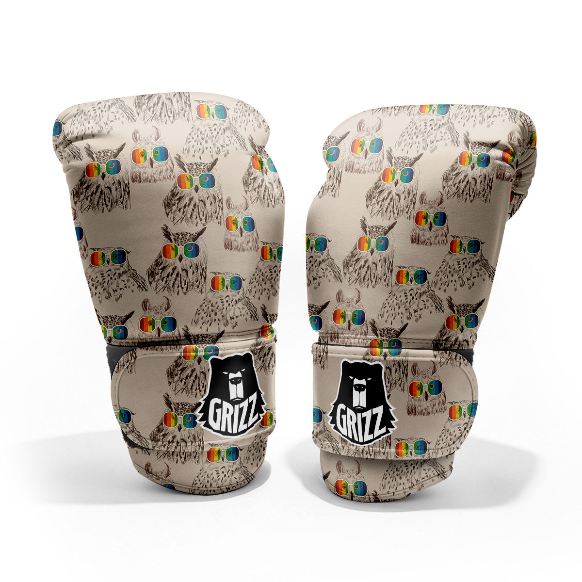 Owl Glasses Print Pattern Pro Boxing Glove
