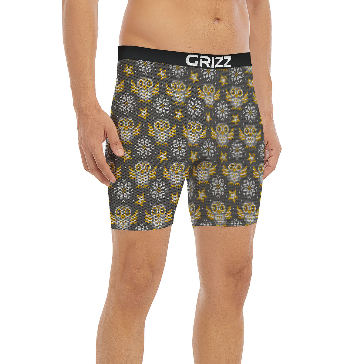 Owl Knitted Print Pattern Boxer Briefs-grizzshop