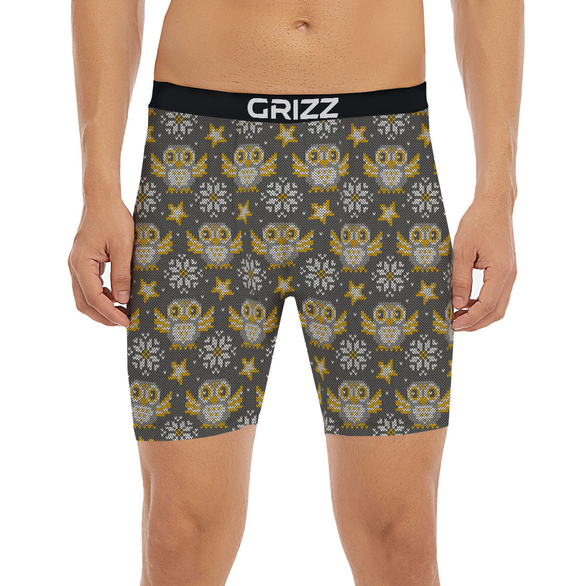 Owl Knitted Print Pattern Boxer Briefs-grizzshop
