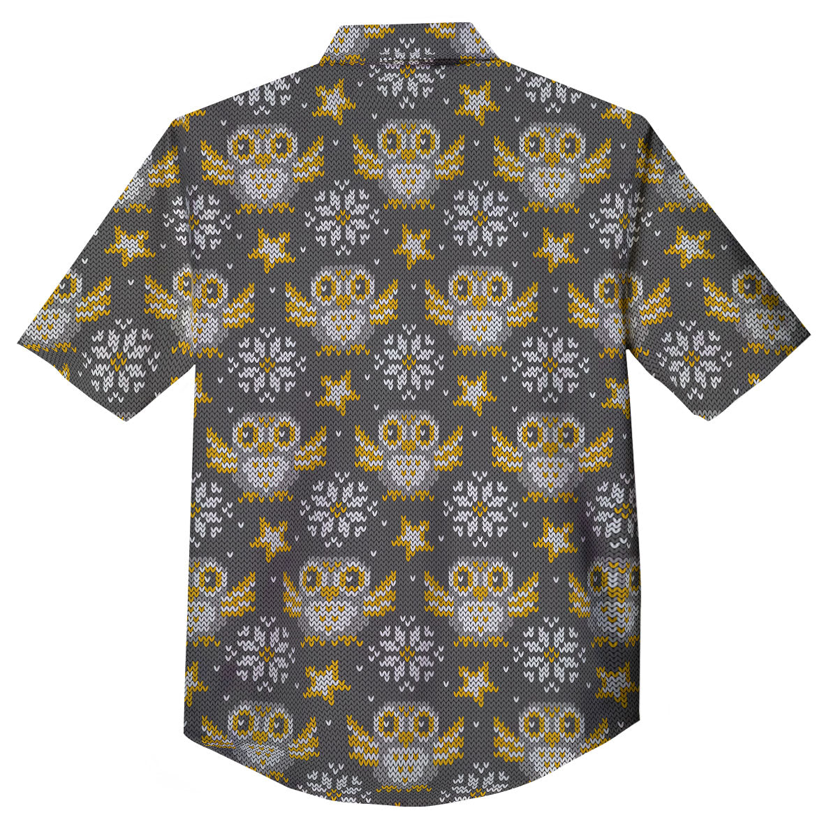 Owl Knitted Print Pattern Button Up Shirt-grizzshop