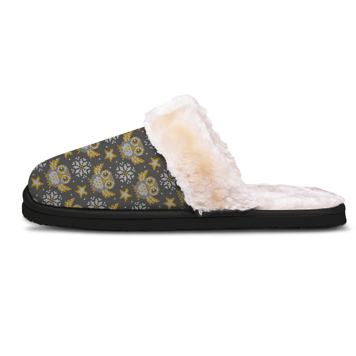 Owl Knitted Print Pattern Slippers-grizzshop