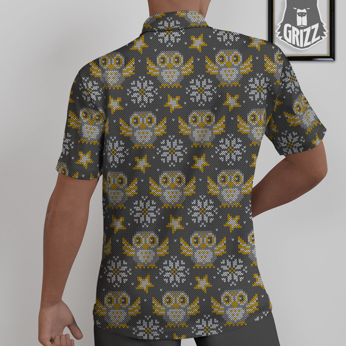 Owl Knitted Print Pattern Untucked Shirts-grizzshop