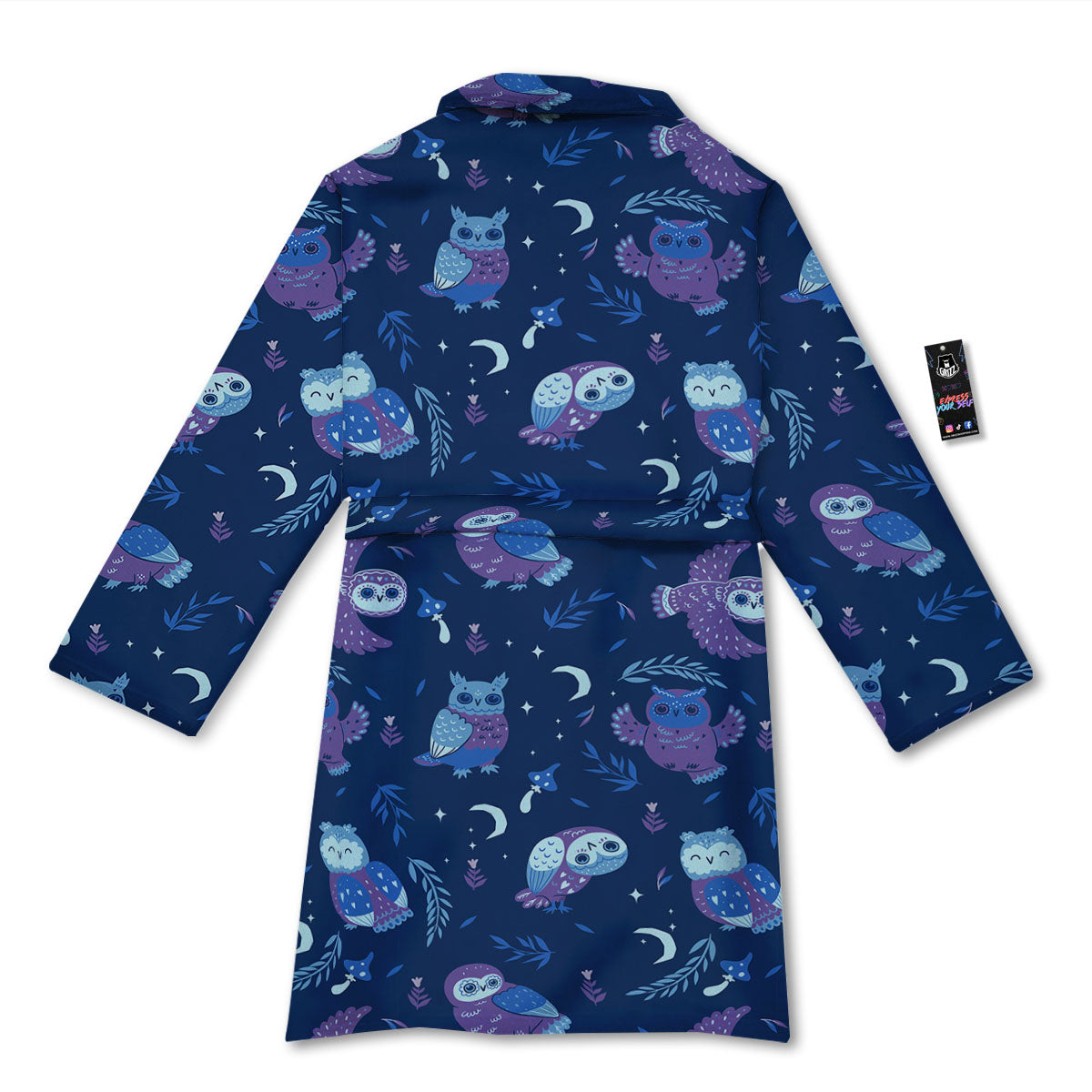 Owl Night Print Pattern Bathrobe-grizzshop