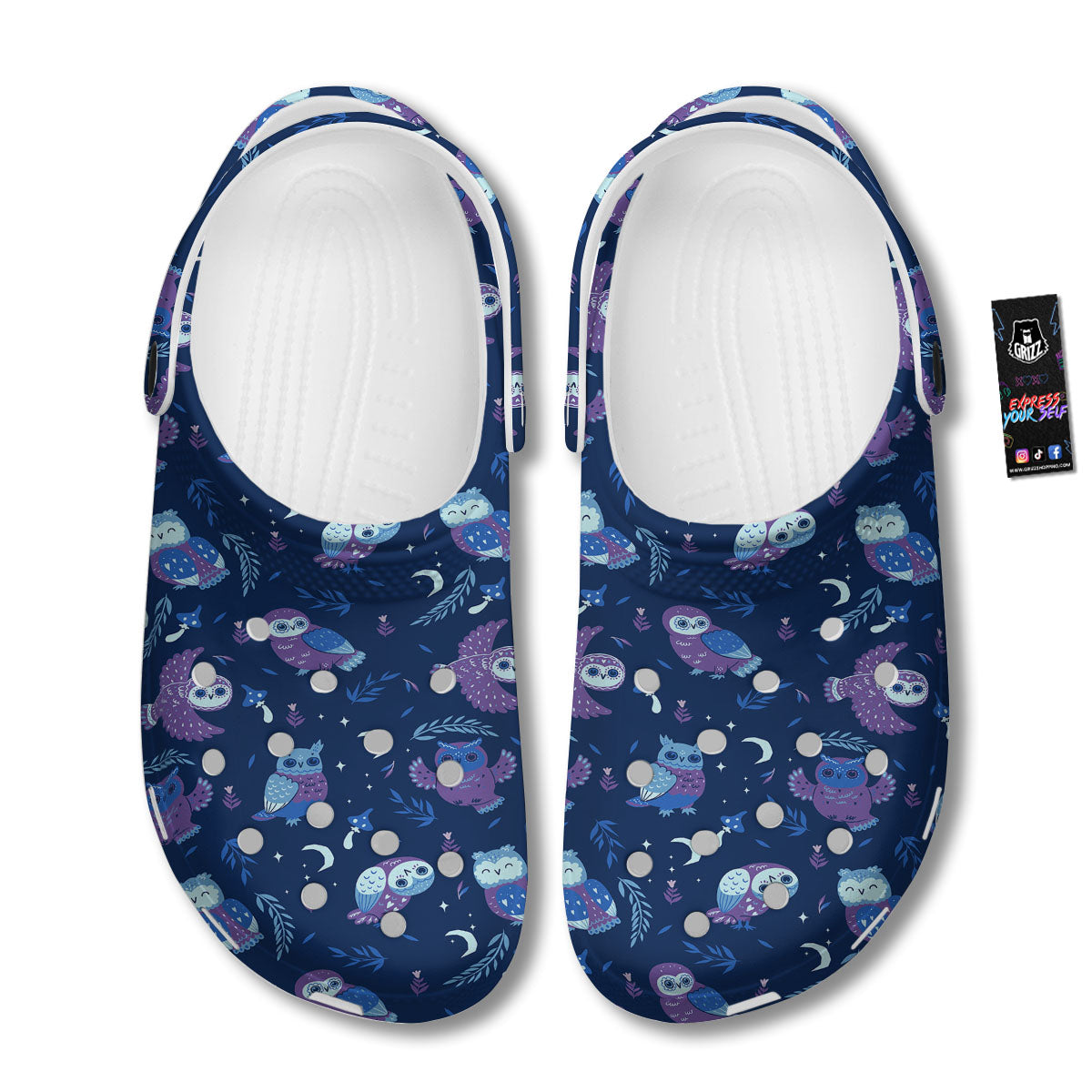 Owl Night Print Pattern Clog-grizzshop