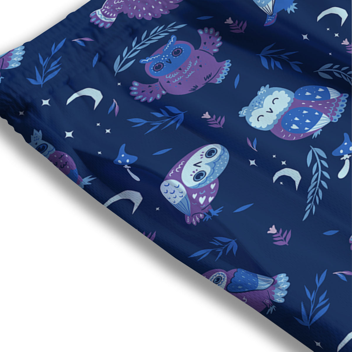 Owl Night Print Pattern Mesh Shorts