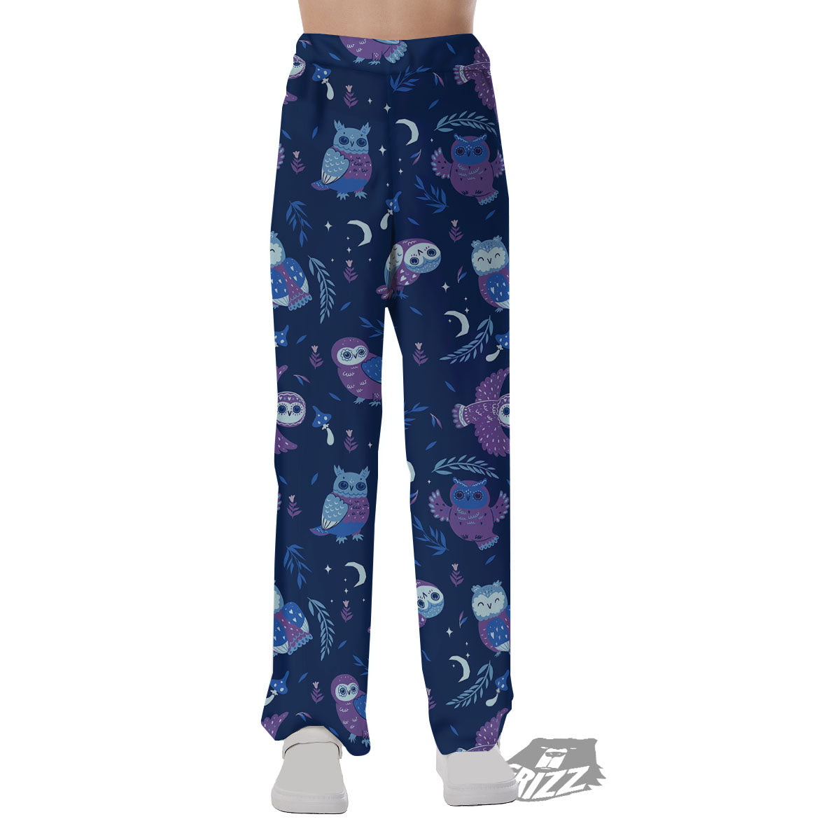 Owl Night Print Pattern Pajama Pants-grizzshop