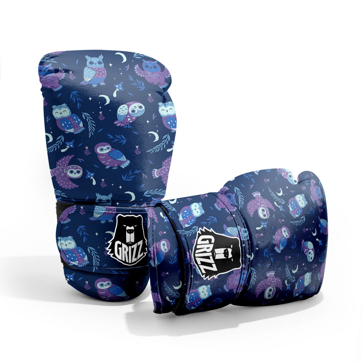 Owl Night Print Pattern Pro Boxing Glove