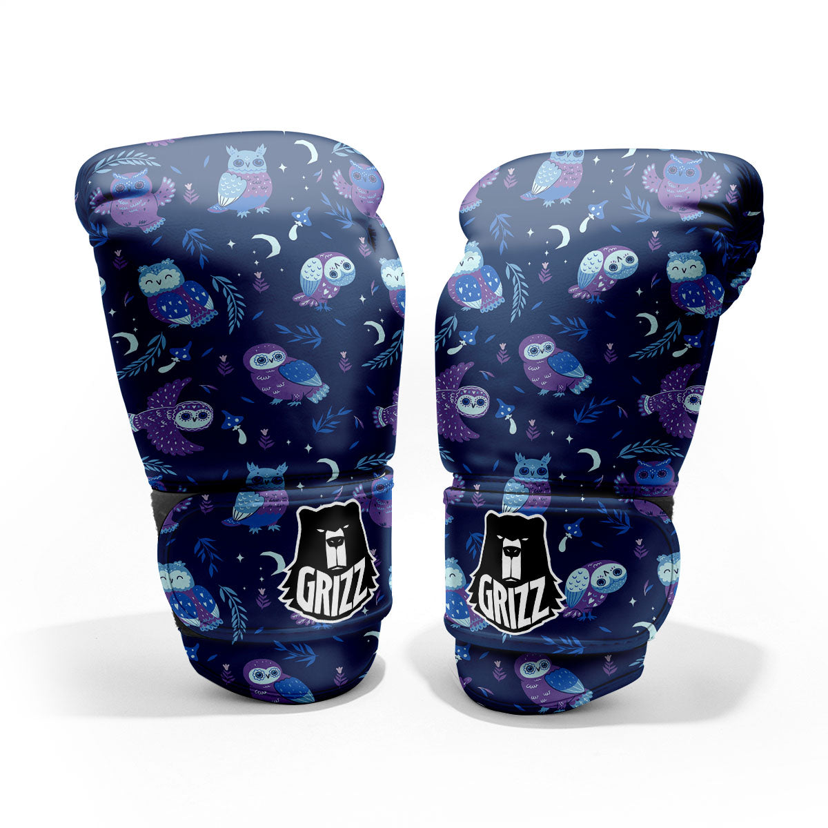 Owl Night Print Pattern Pro Boxing Glove