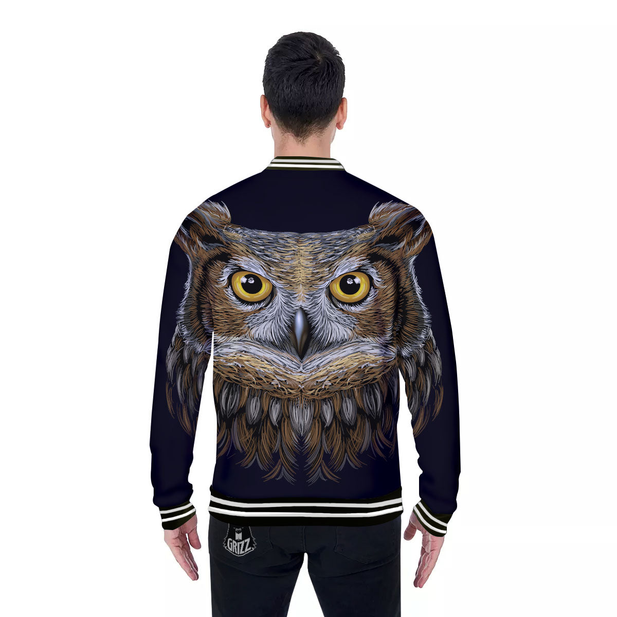 Owl Portrait Print Baseball Jacket-grizzshop