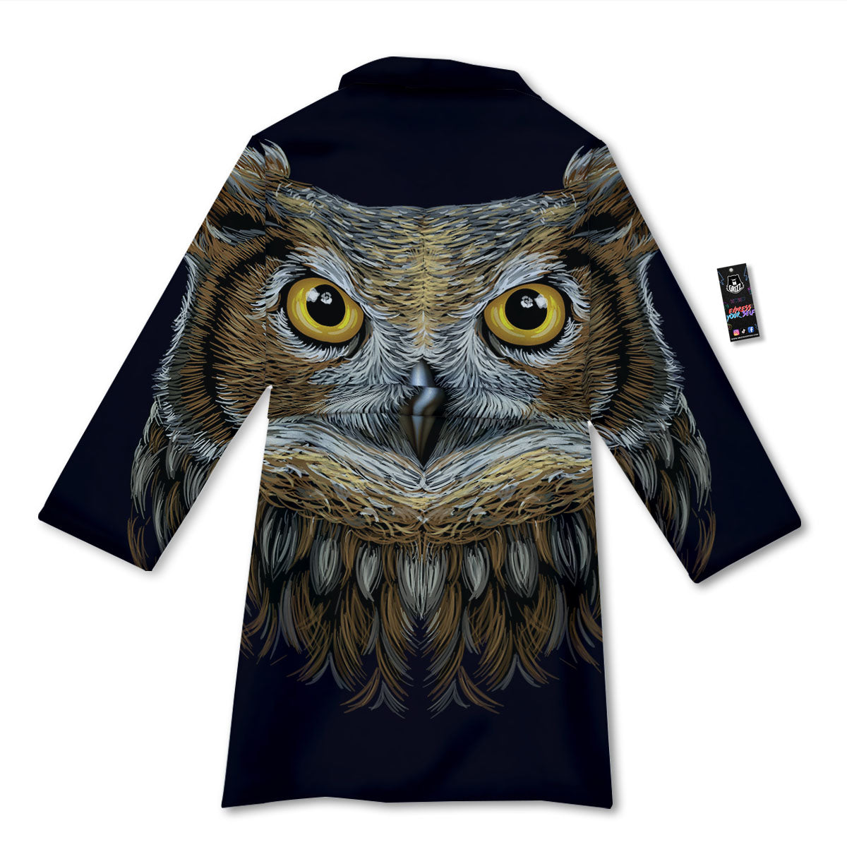 Owl Portrait Print Bathrobe-grizzshop