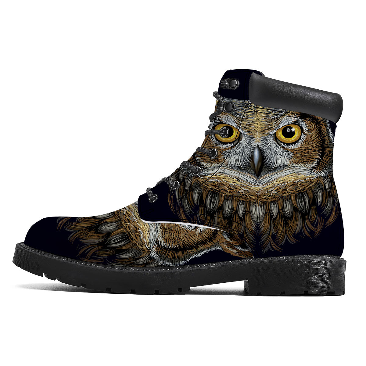 Owl Portrait Print Boots-grizzshop