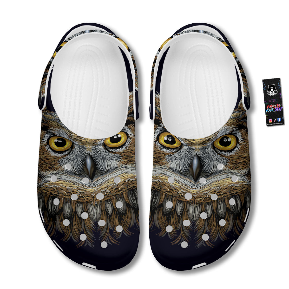 Owl Portrait Print Clog-grizzshop