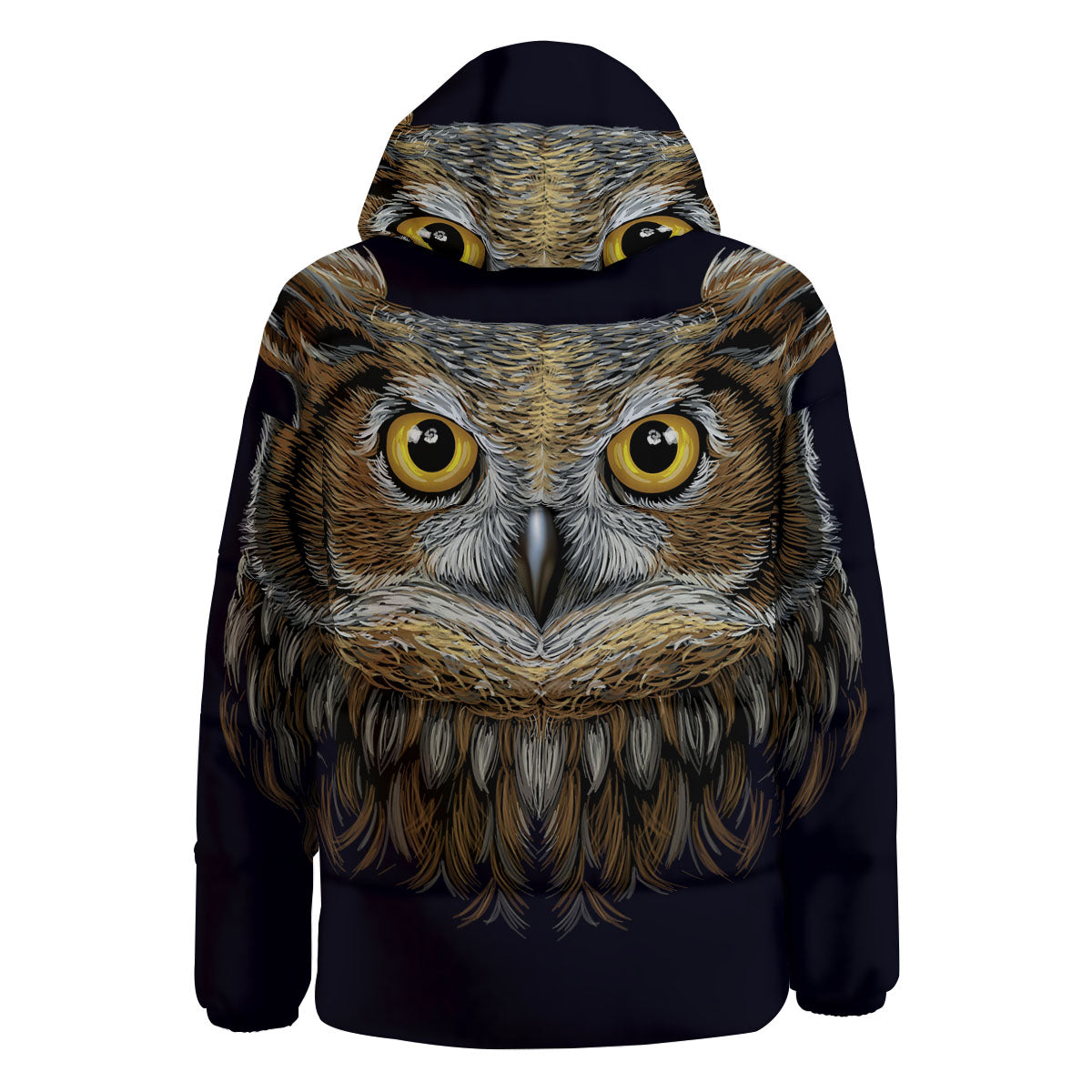 Owl Portrait Print Down Jacket-grizzshop
