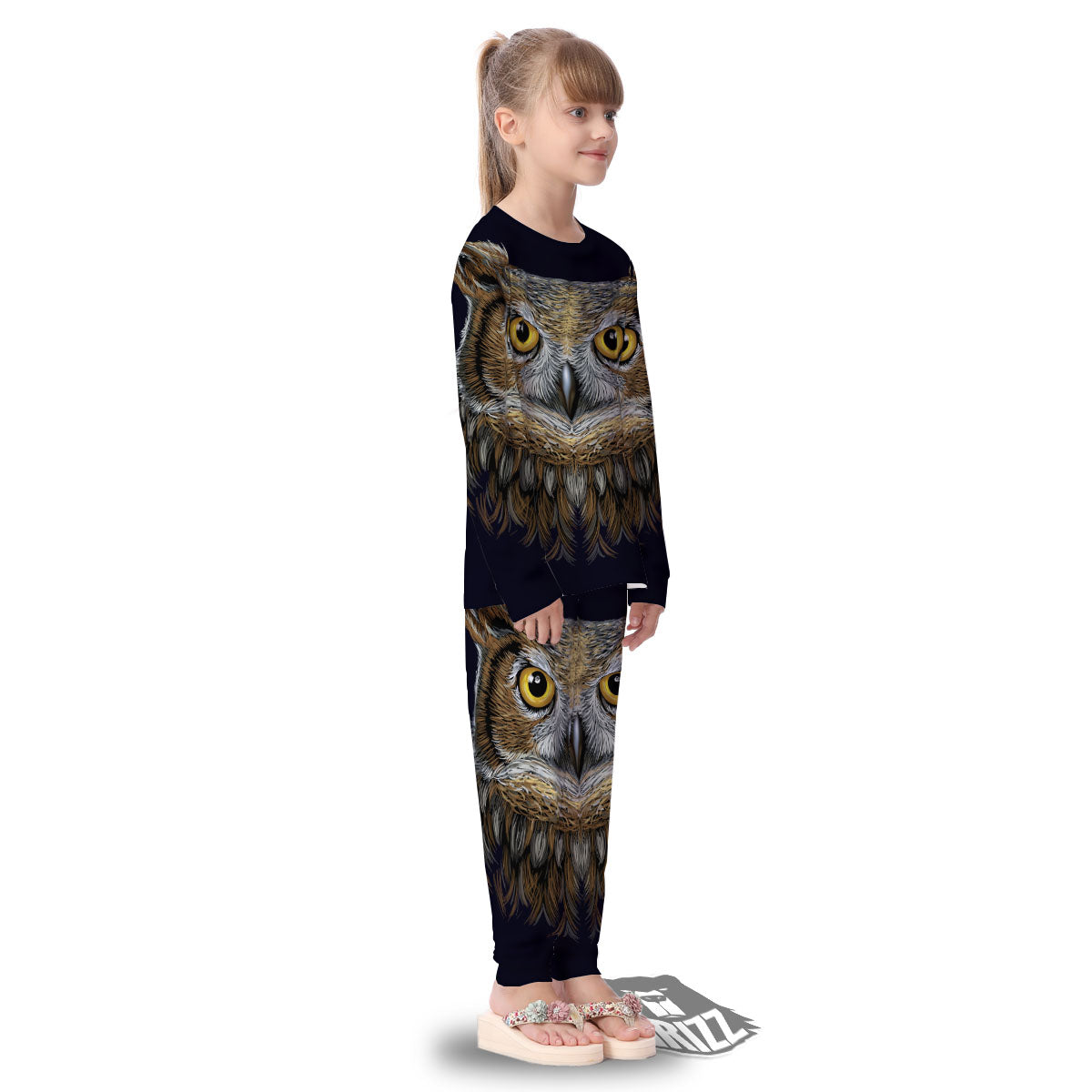 Owl Portrait Print Kid's Pajamas-grizzshop