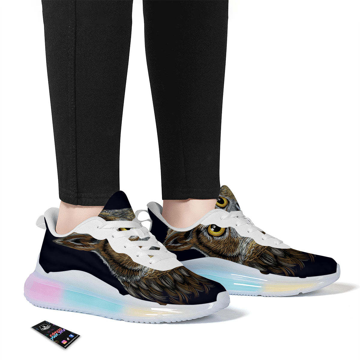 Owl Portrait Print Running Sneakers-grizzshop