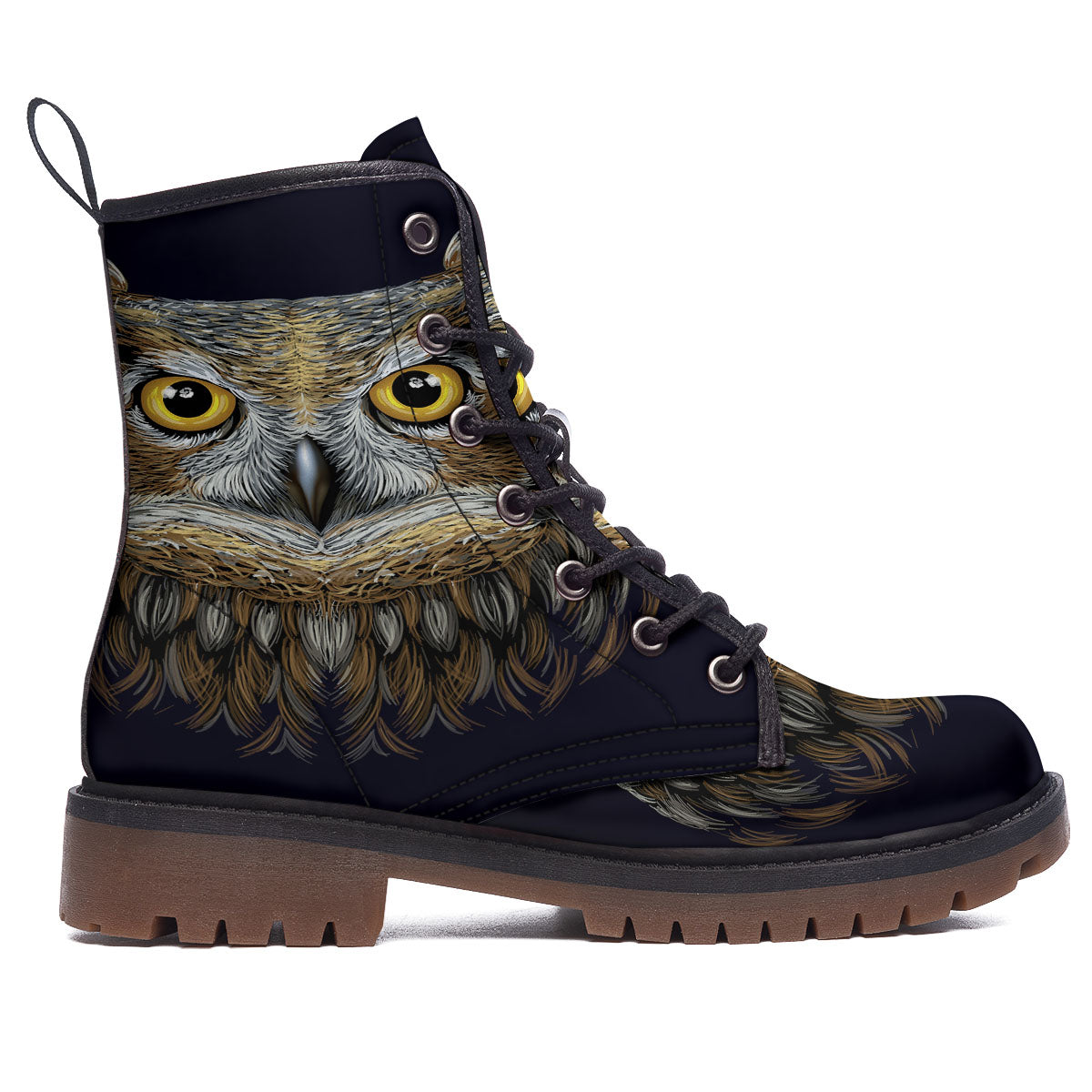 Owl Portrait Print Work Boots-grizzshop
