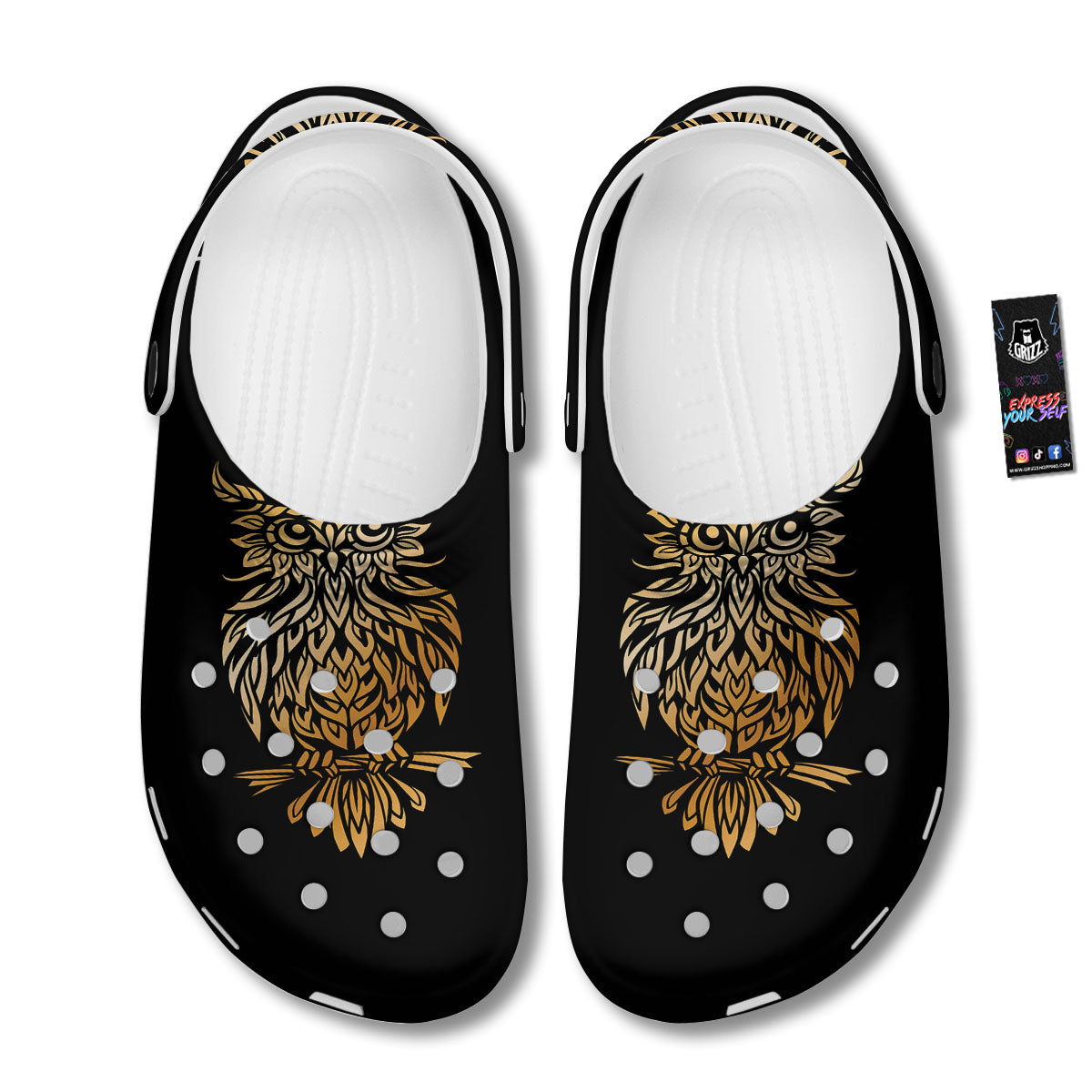 Owl Spiritual Golden Print Clog-grizzshop