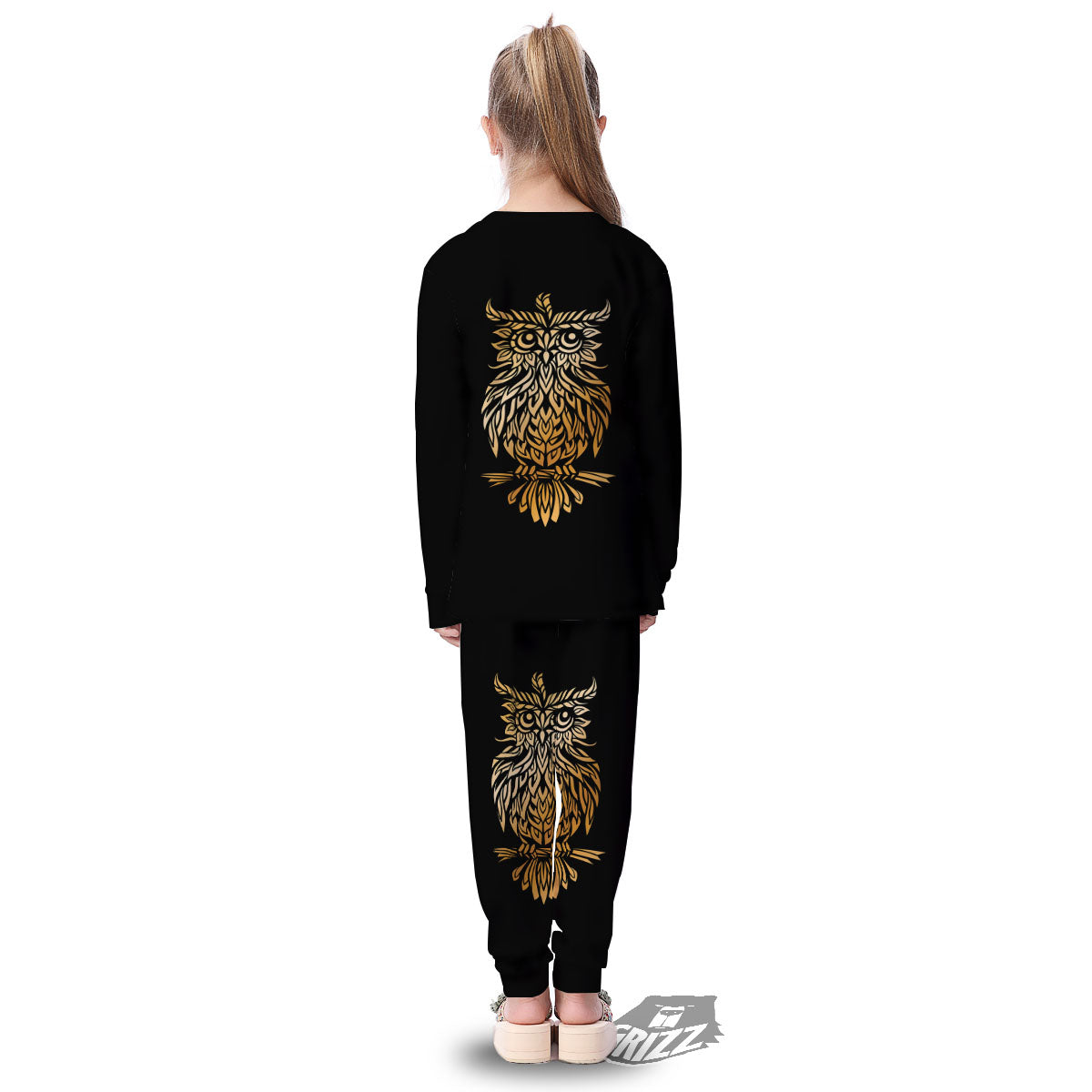 Owl Spiritual Golden Print Kid's Pajamas-grizzshop