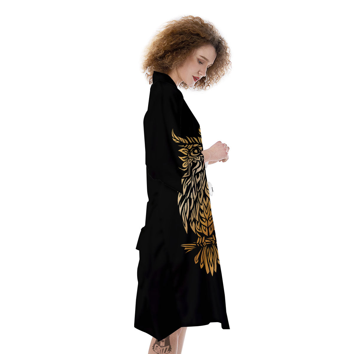 Owl Spiritual Golden Print Kimono-grizzshop