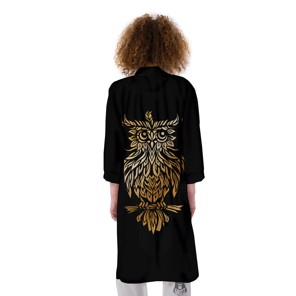 Owl Spiritual Golden Print Kimono-grizzshop