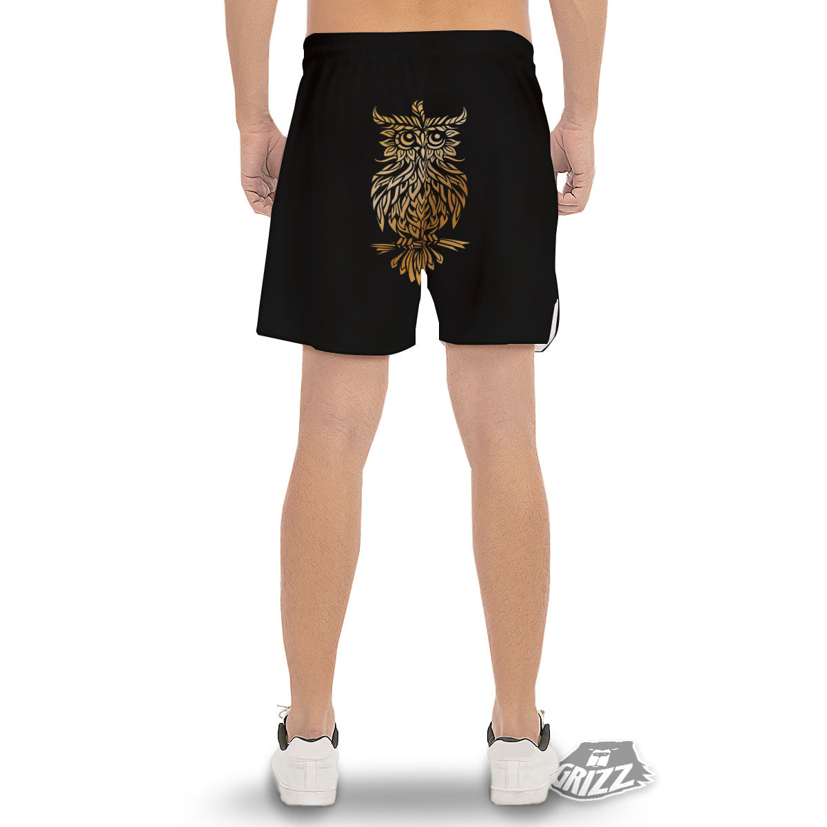 Owl Spiritual Golden Print Men's Gym Shorts-grizzshop