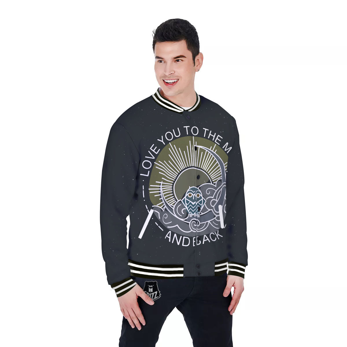 Owl Spiritual With Moon And Sun Print Baseball Jacket-grizzshop