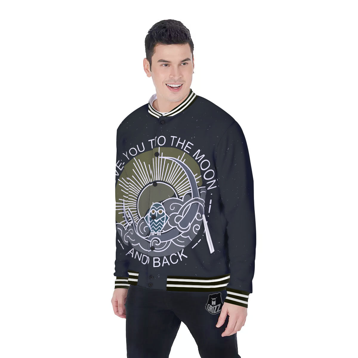 Owl Spiritual With Moon And Sun Print Baseball Jacket-grizzshop