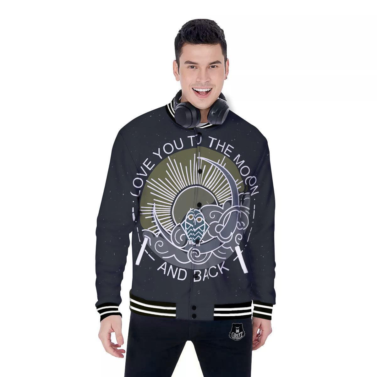 Owl Spiritual With Moon And Sun Print Baseball Jacket-grizzshop
