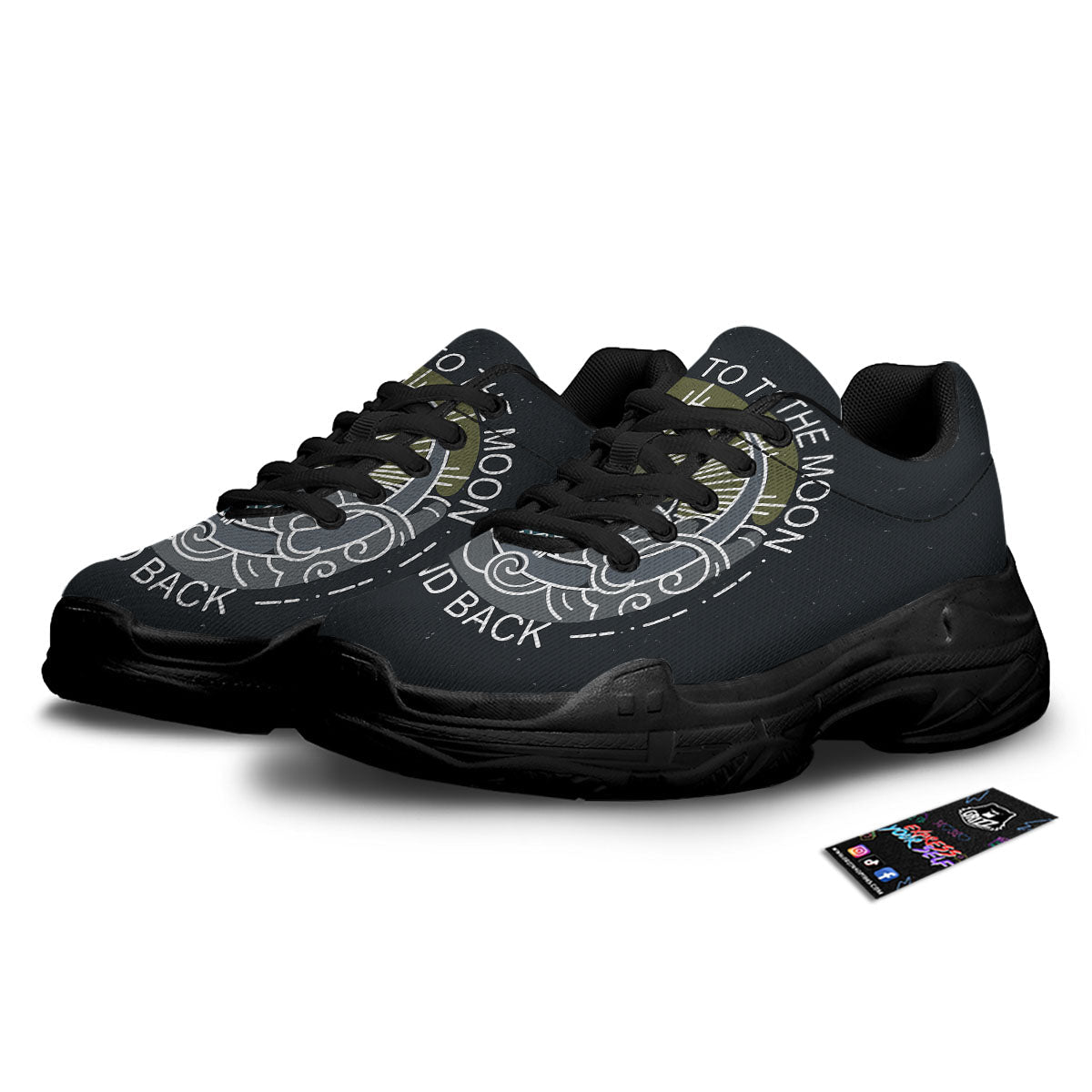 Owl Spiritual With Moon And Sun Print Black Chunky Shoes-grizzshop