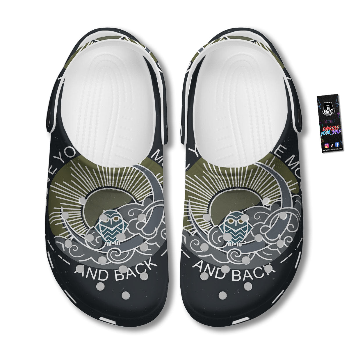 Owl Spiritual With Moon And Sun Print Clog-grizzshop
