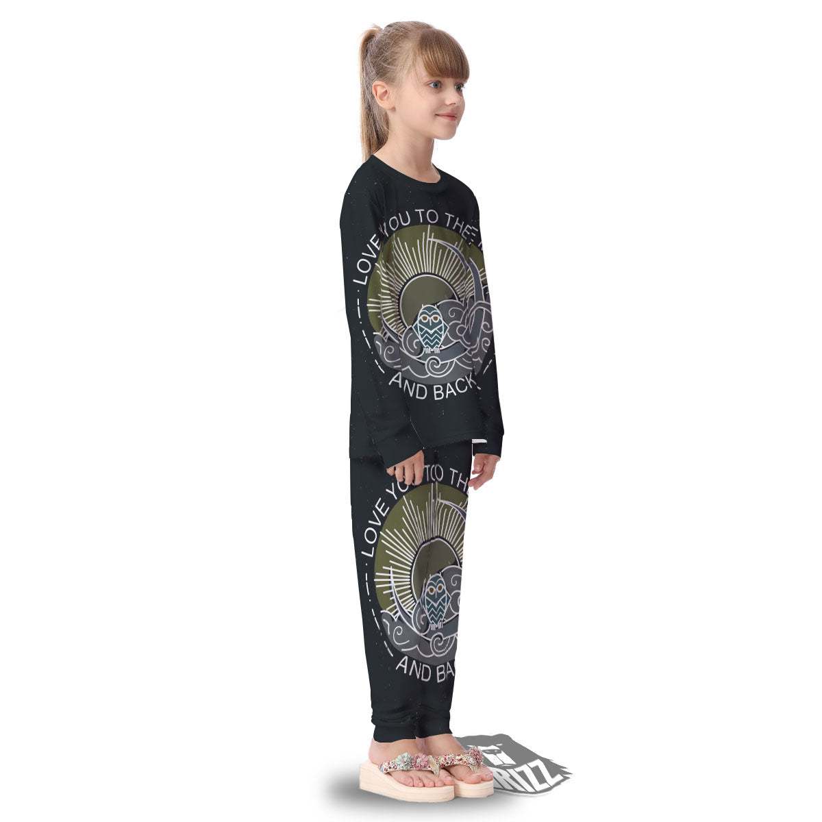 Owl Spiritual With Moon And Sun Print Kid's Pajamas-grizzshop