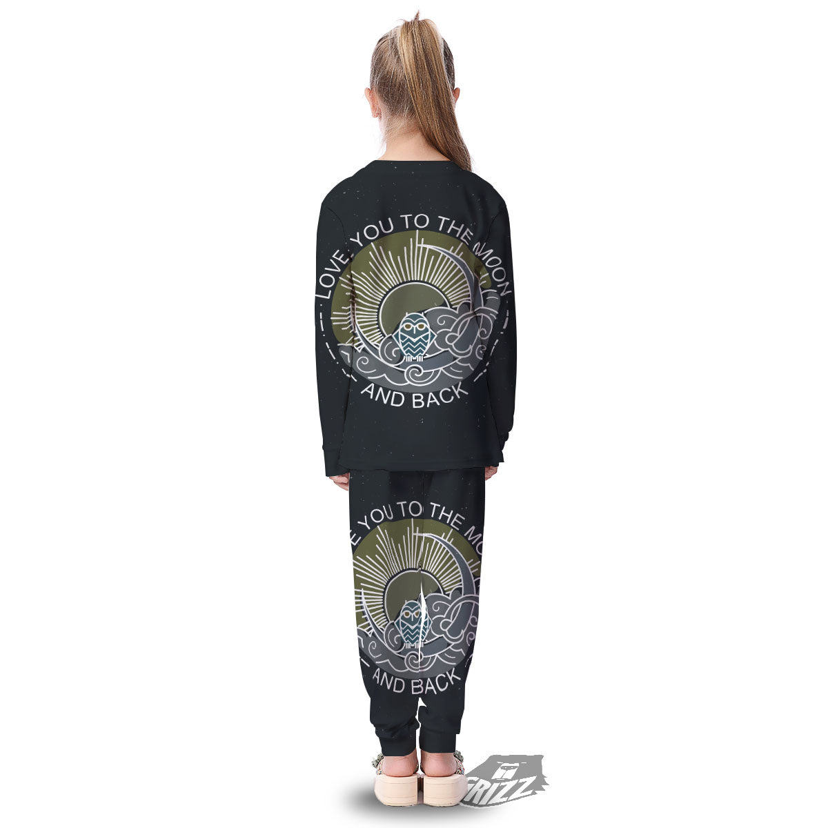 Owl Spiritual With Moon And Sun Print Kid's Pajamas-grizzshop
