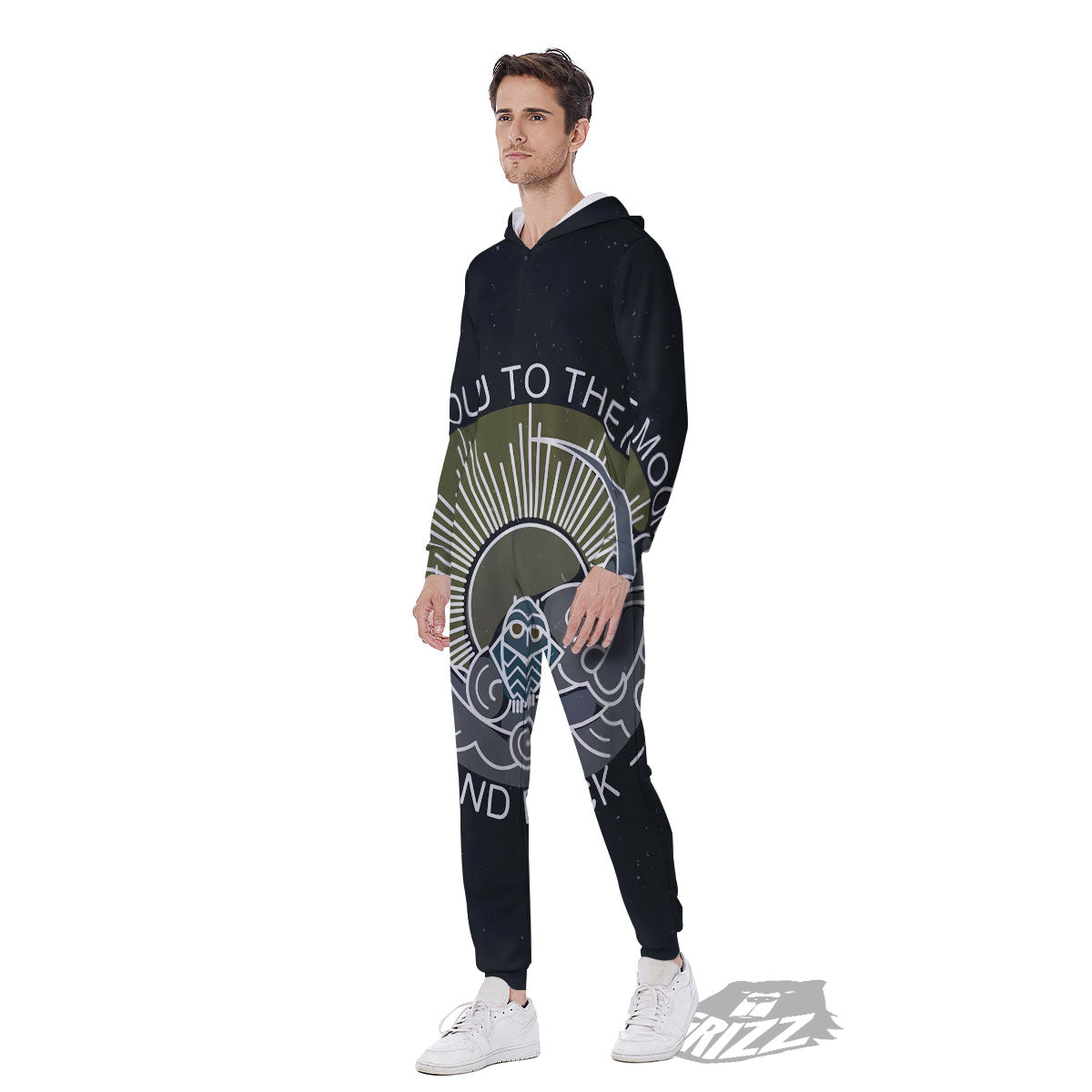 Owl Spiritual With Moon And Sun Print Men's Jumpsuit-grizzshop