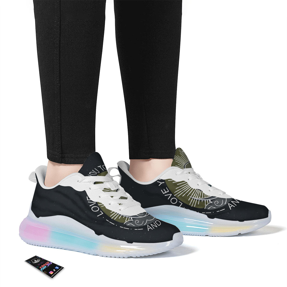 Owl Spiritual With Moon And Sun Print Running Sneakers-grizzshop