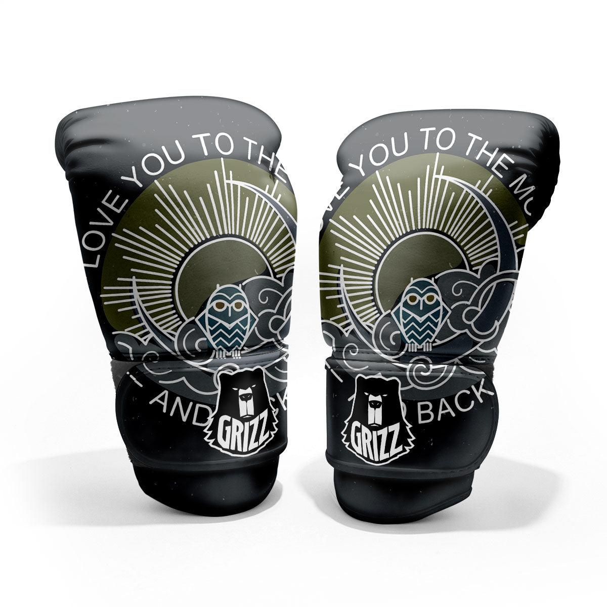 Owl Spiritual With Moon And Sun Print Pro Boxing Glove