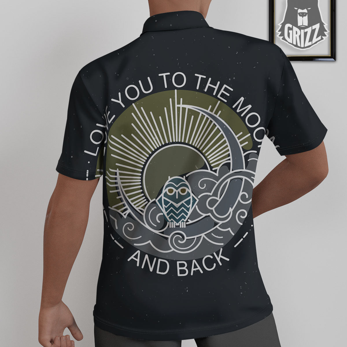 Owl Spiritual With Moon And Sun Print Untucked Shirts-grizzshop