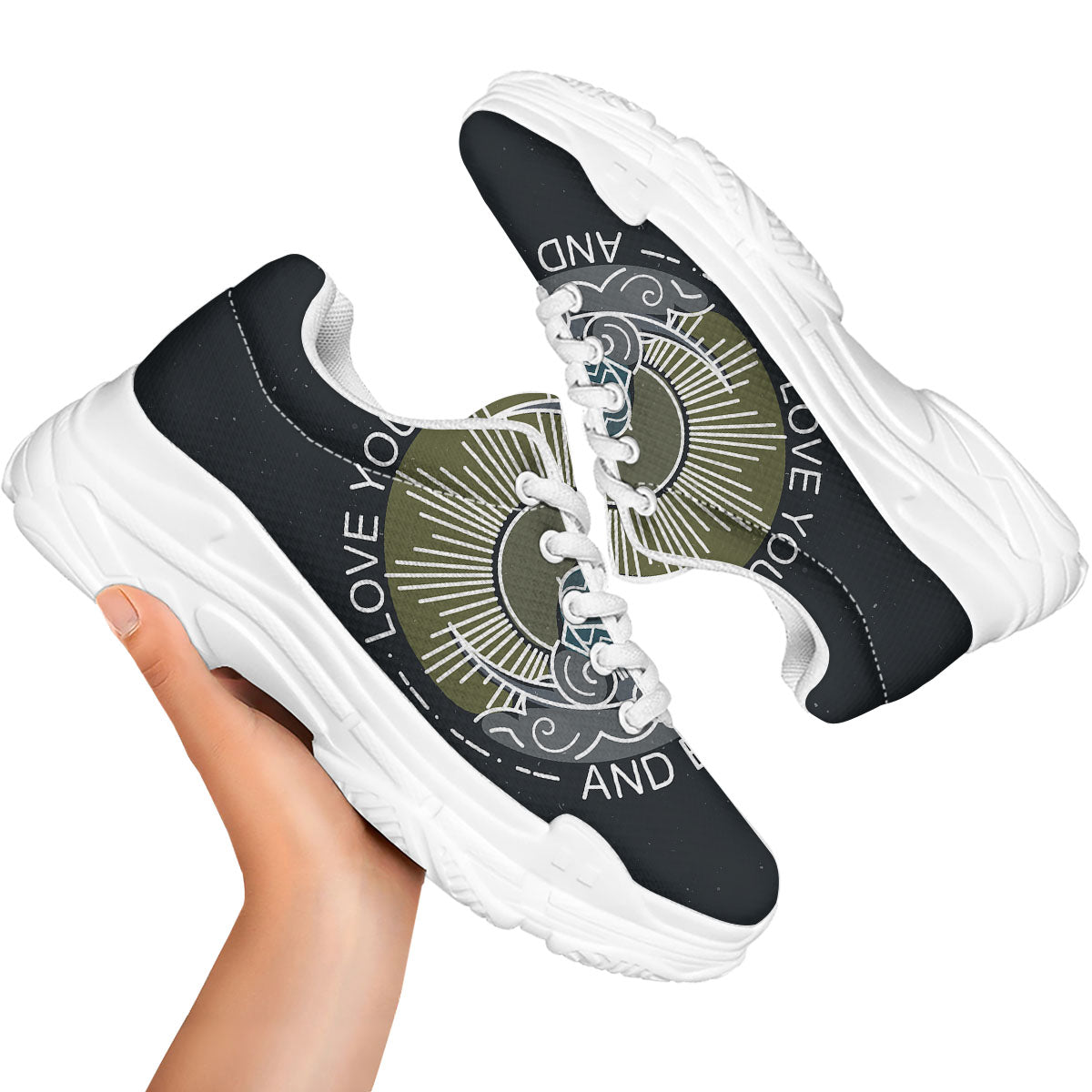 Owl Spiritual With Moon And Sun Print White Chunky Shoes-grizzshop