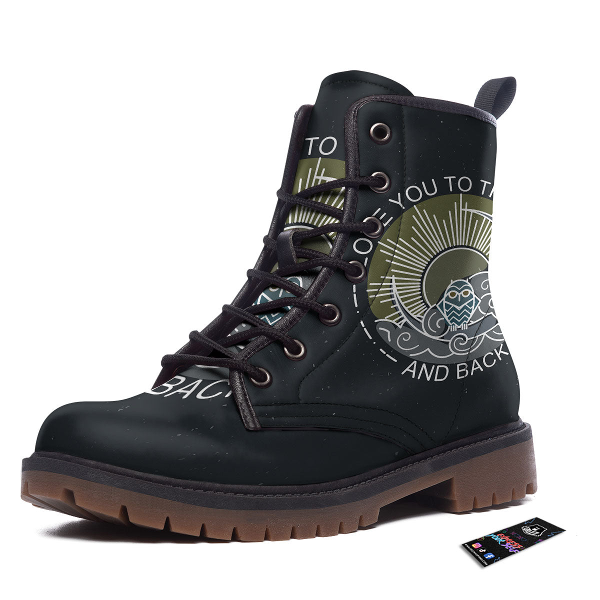 Owl Spiritual With Moon And Sun Print Work Boots-grizzshop