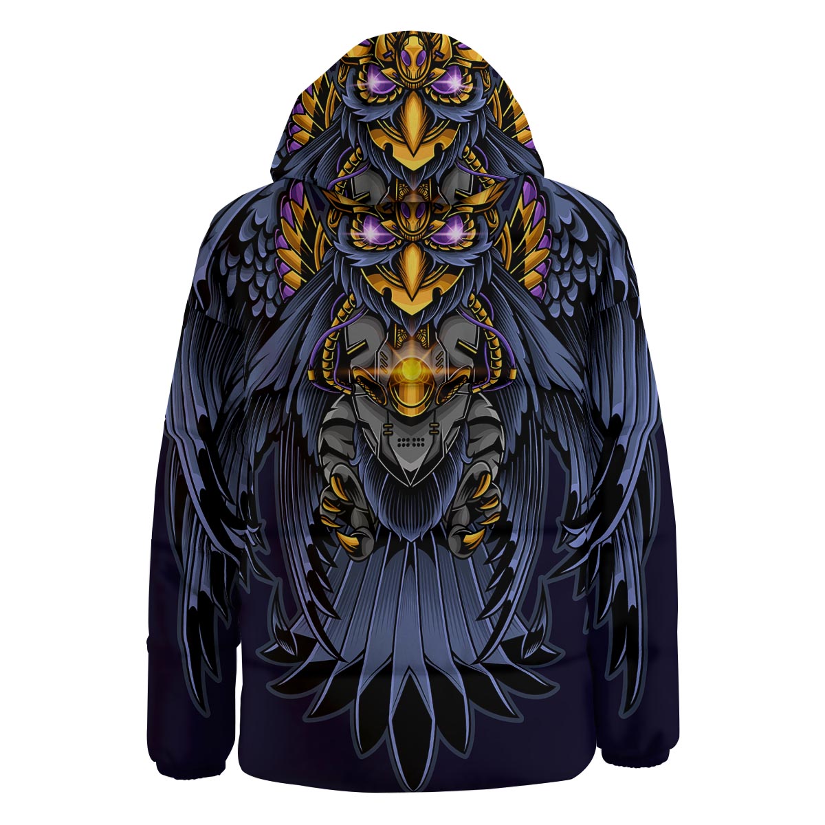 Owl Steampunk Print Down Jacket-grizzshop
