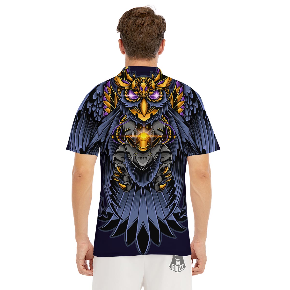 Owl Steampunk Print Men's Golf Shirts-grizzshop