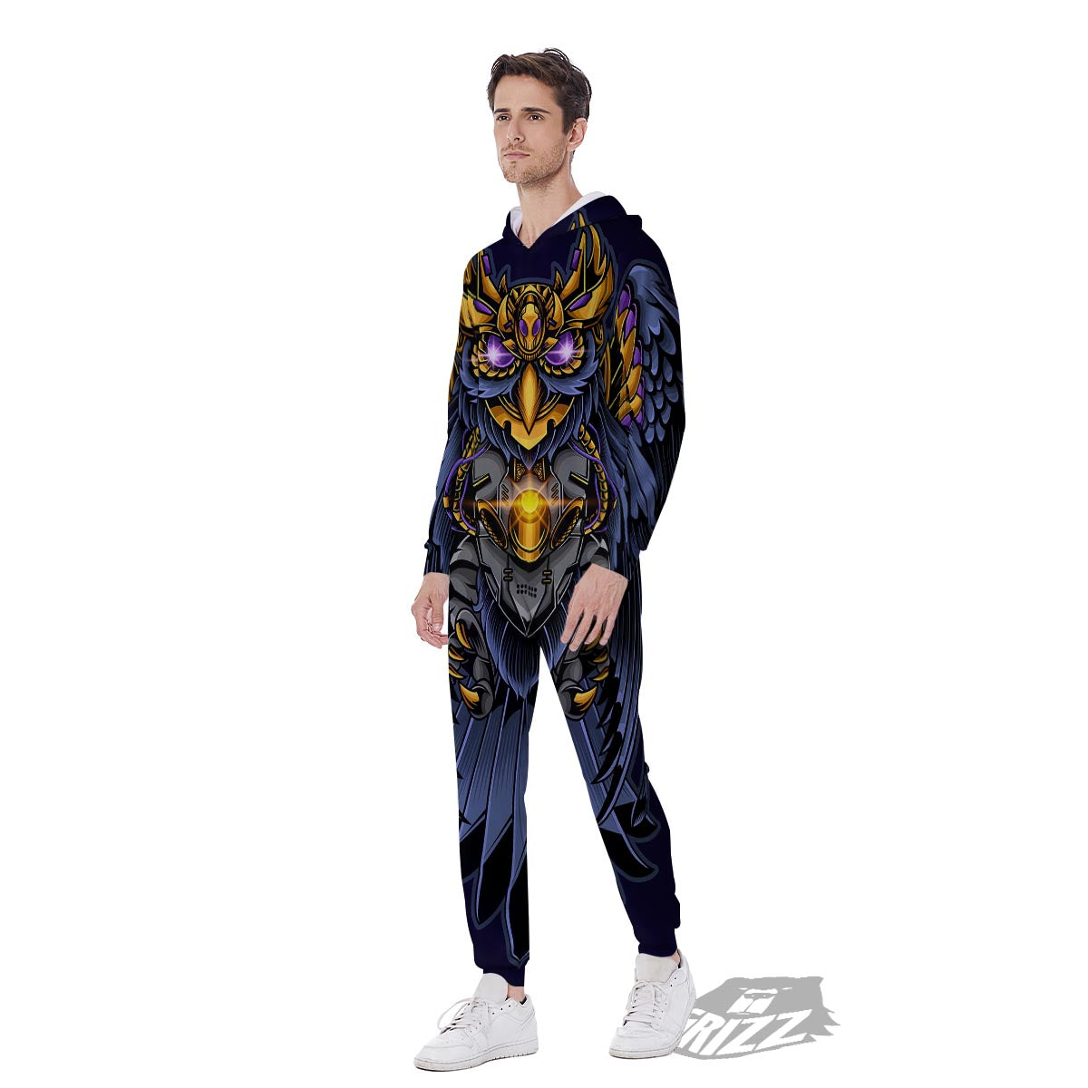 Owl Steampunk Print Men's Jumpsuit-grizzshop