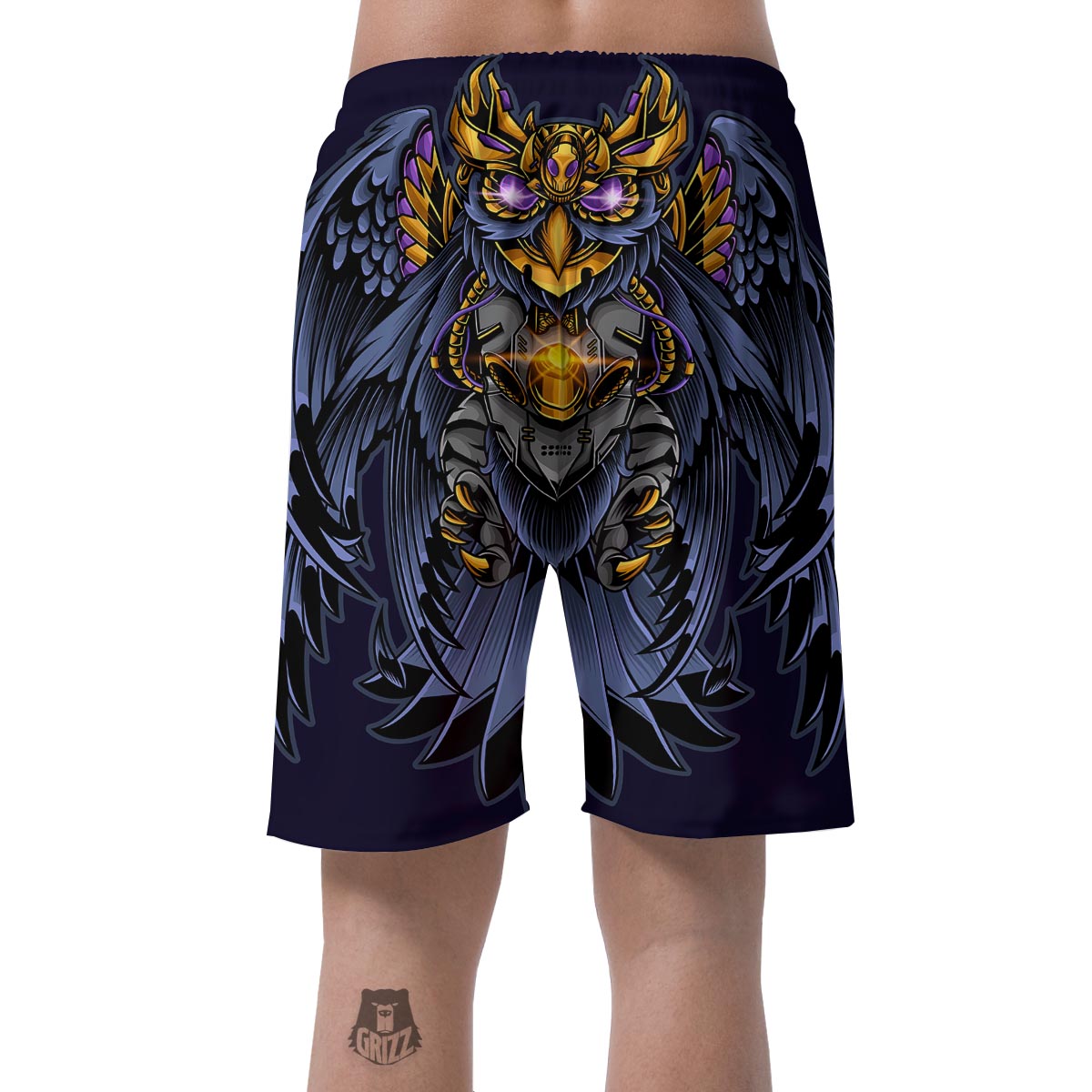Owl Steampunk Print Men's Shorts-grizzshop